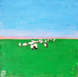 Moutons sous un ciel bleu