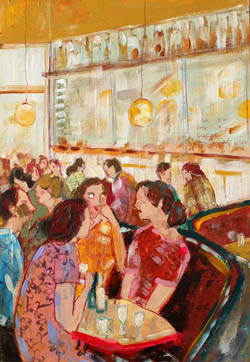 tableau de Lourdes Ral - lecture d'une femme à la fenêtre