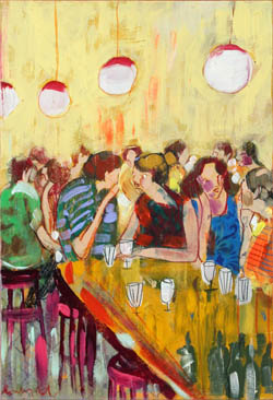 tableau de Lourdes Ral - lecture d'une femme à la fenêtre