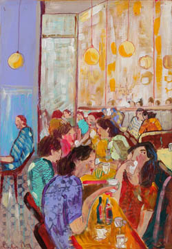 tableau de Lourdes Ral - lecture d'une femme à la fenêtre