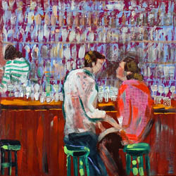 tableau de Lourdes Ral - lecture d'une femme à la fenêtre