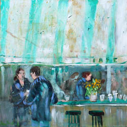 tableau de Lourdes Ral - lecture d'une femme à la fenêtre