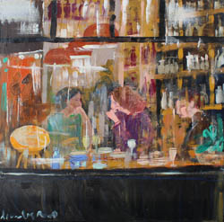 tableau de Lourdes Ral - lecture d'une femme à la fenêtre